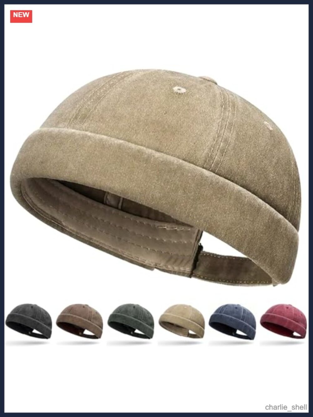Docker Hat Men Brimless Sailor Beanie Washed Cotton Adjustable Cap